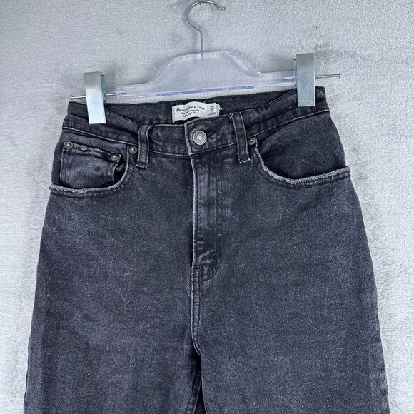 Abercrombie & Fitch Ankle Straight Leg Jeans Womens Size 25/0 Curve Love Black - Picture 3 of 12